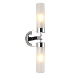 Frost - Chrome 2 Light Wall Lamp with Frosted Glass IP44