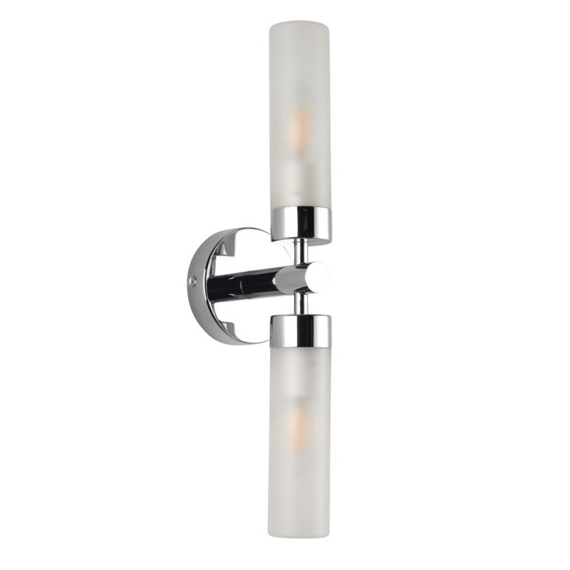 Saxby-121016 - Frost - Chrome 2 Light Wall Lamp with Frosted Glass IP44
