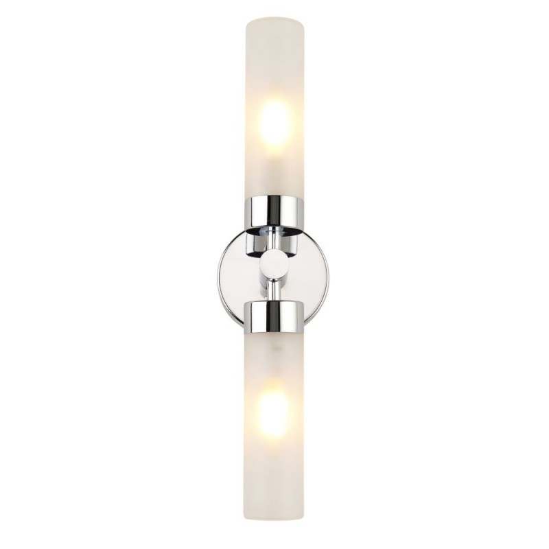 Saxby-121016 - Frost - Chrome 2 Light Wall Lamp with Frosted Glass IP44