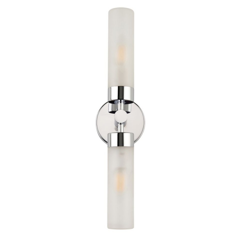 Saxby-121016 - Frost - Chrome 2 Light Wall Lamp with Frosted Glass IP44