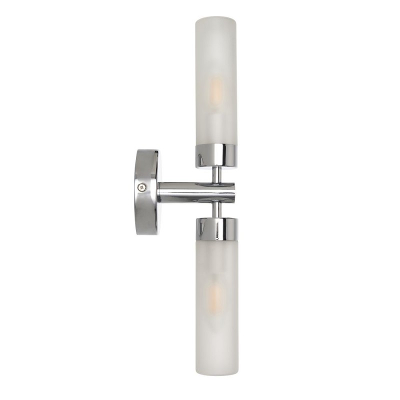 Saxby-121016 - Frost - Chrome 2 Light Wall Lamp with Frosted Glass IP44