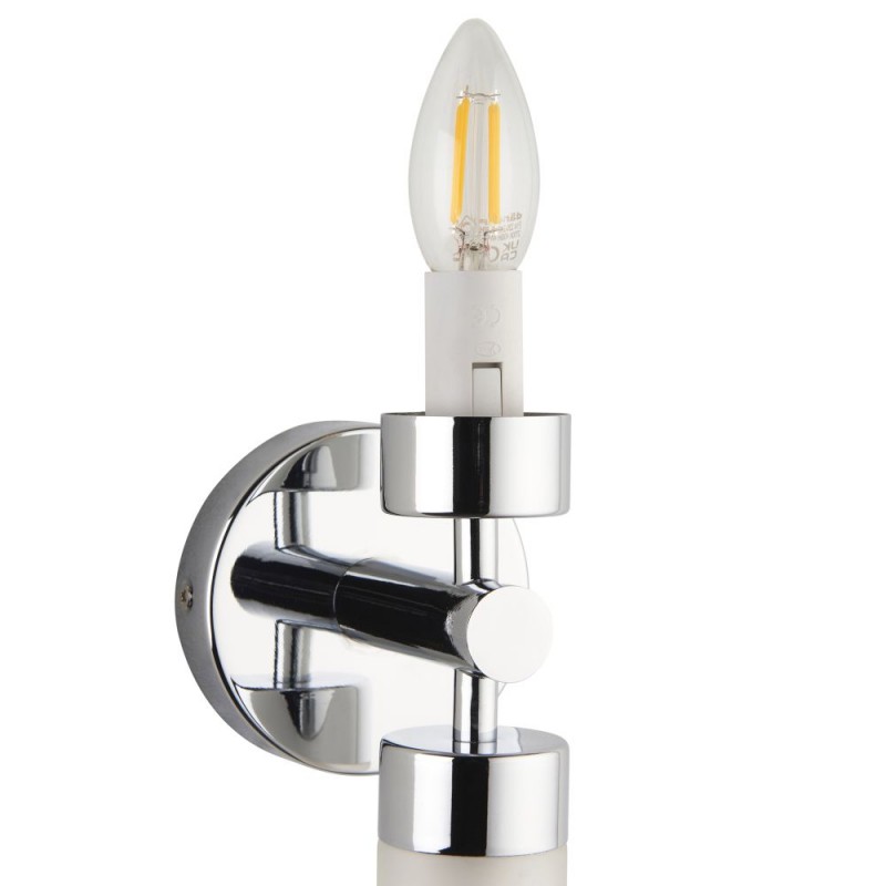 Saxby-121016 - Frost - Chrome 2 Light Wall Lamp with Frosted Glass IP44