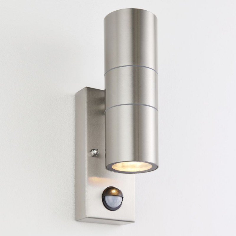 Saxby-121029 - Scope - Stainless Steel Up & Down Wall Lamp with PIR/Photocell Sensor IP65
