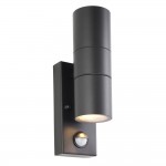 Scope - Matt Black Up & Down Wall Lamp with PIR/Photocell Sensor IP65