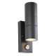 Saxby-121033 - Scope - Matt Black Up & Down Wall Lamp with PIR/Photocell Sensor IP65