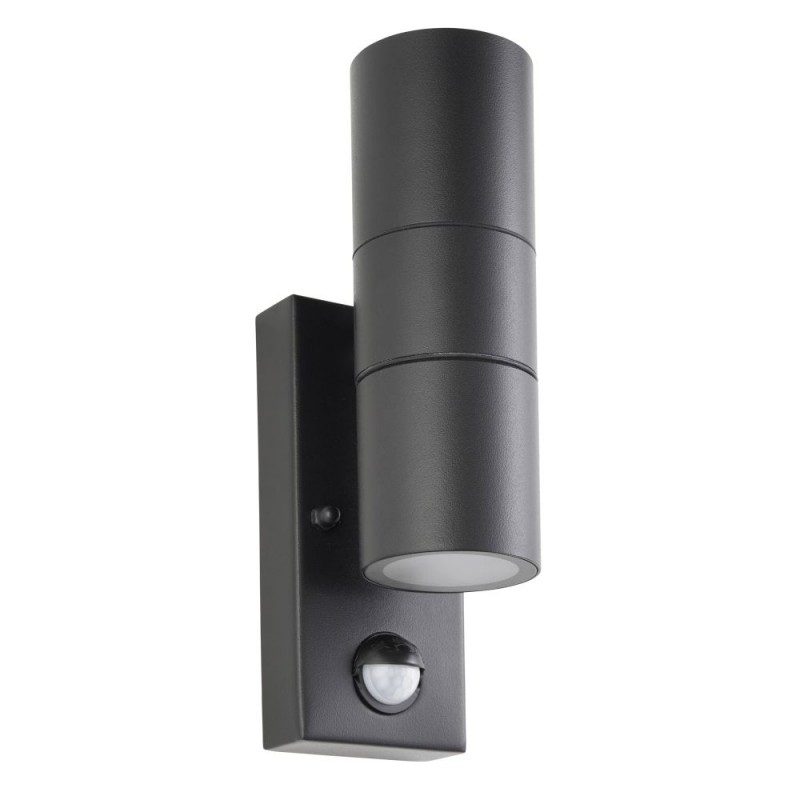 Saxby-121033 - Scope - Matt Black Up & Down Wall Lamp with PIR/Photocell Sensor IP65