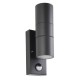 Saxby-121033 - Scope - Matt Black Up & Down Wall Lamp with PIR/Photocell Sensor IP65