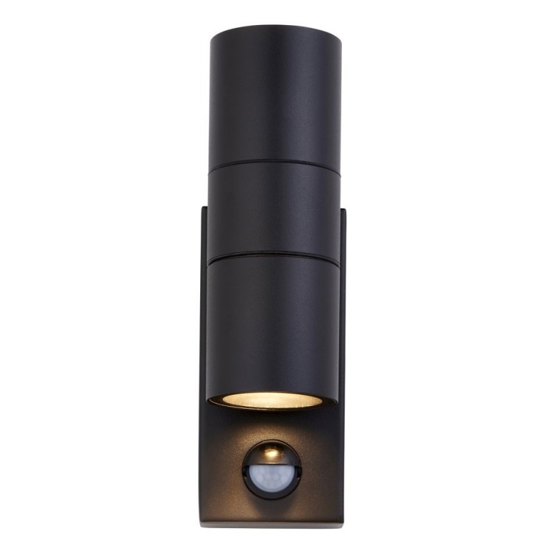 Saxby-121033 - Scope - Matt Black Up & Down Wall Lamp with PIR/Photocell Sensor IP65