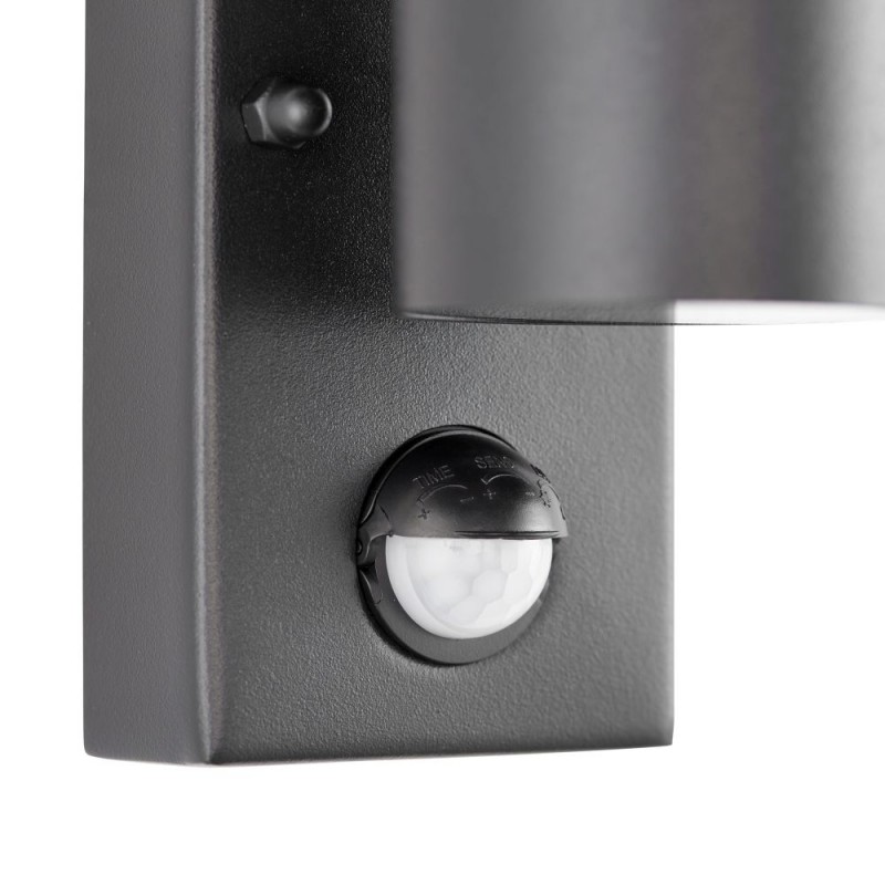 Saxby-121033 - Scope - Matt Black Up & Down Wall Lamp with PIR/Photocell Sensor IP65