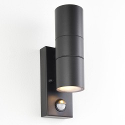 Scope - Matt Black Up & Down Wall Lamp with PIR/Photocell Sensor IP65