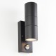 Saxby-121033 - Scope - Matt Black Up & Down Wall Lamp with PIR/Photocell Sensor IP65
