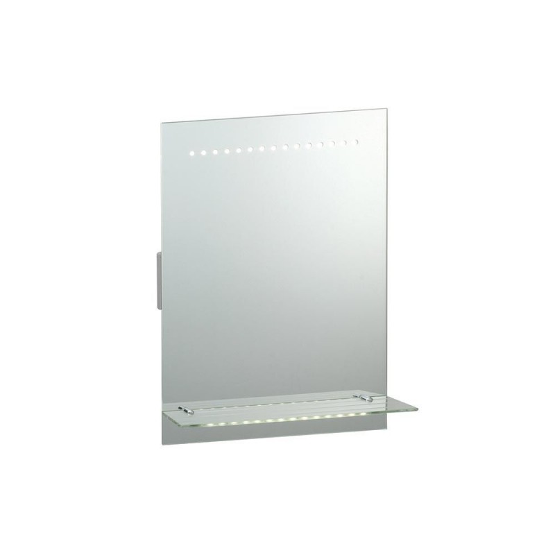 Saxby-39237 - Omega - Bathroom Mirror with Shaver Socket & Glass Shelf