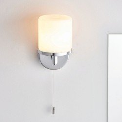 Lipco - Chrome Wall Lamp with White Glass IP44
