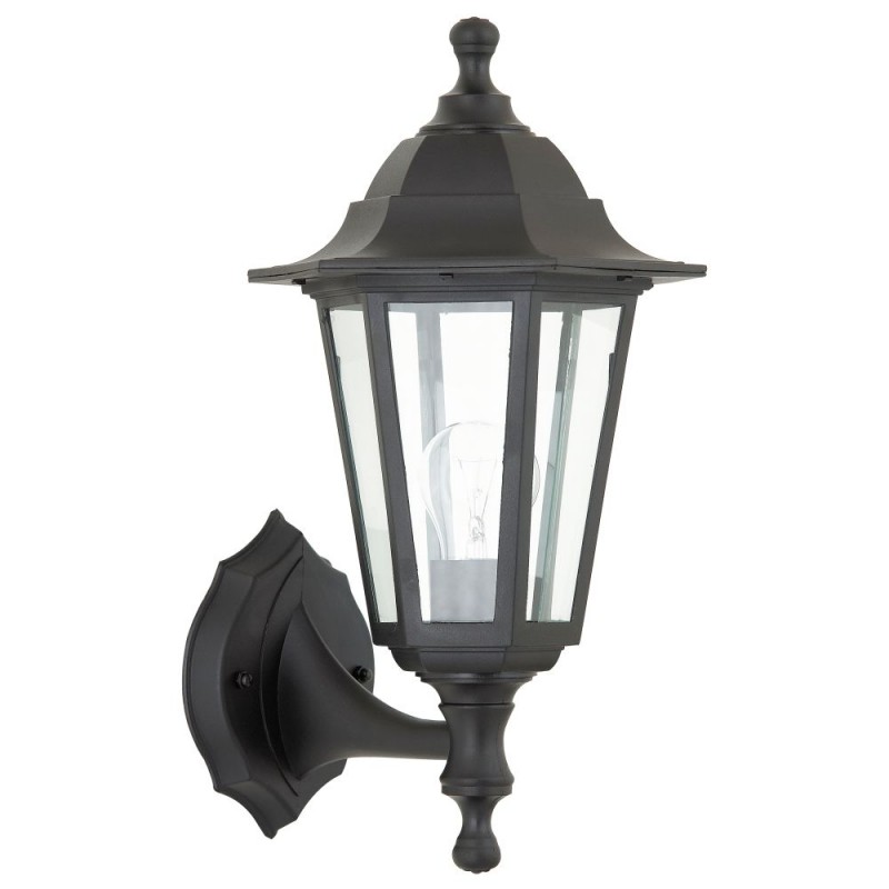 Saxby-40045 - Bayswater - Traditional Black Wall Lamp with Clear Glass IP44