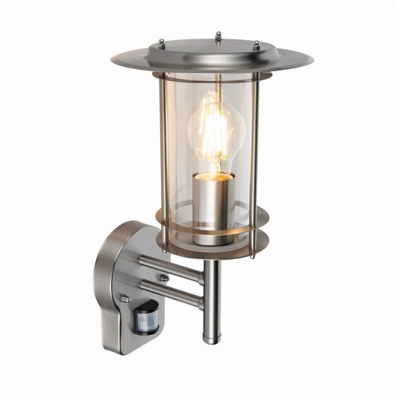 Saxby-4479782 - York - Outdoor PIR Polished Stainless Steel Wall Lamp