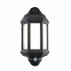 Saxby-54553 - Halbury - LED Black Half Lantern Sensor Wall Lamp