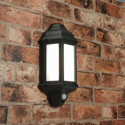 Halbury - LED Black Half Lantern Sensor Wall Lamp