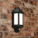 Saxby-54553 - Halbury - LED Black Half Lantern Sensor Wall Lamp