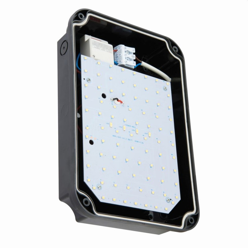 Saxby-77915 - Lucca Mini - Black & White LED Wall Lamp IP65 with Microwave Sensor