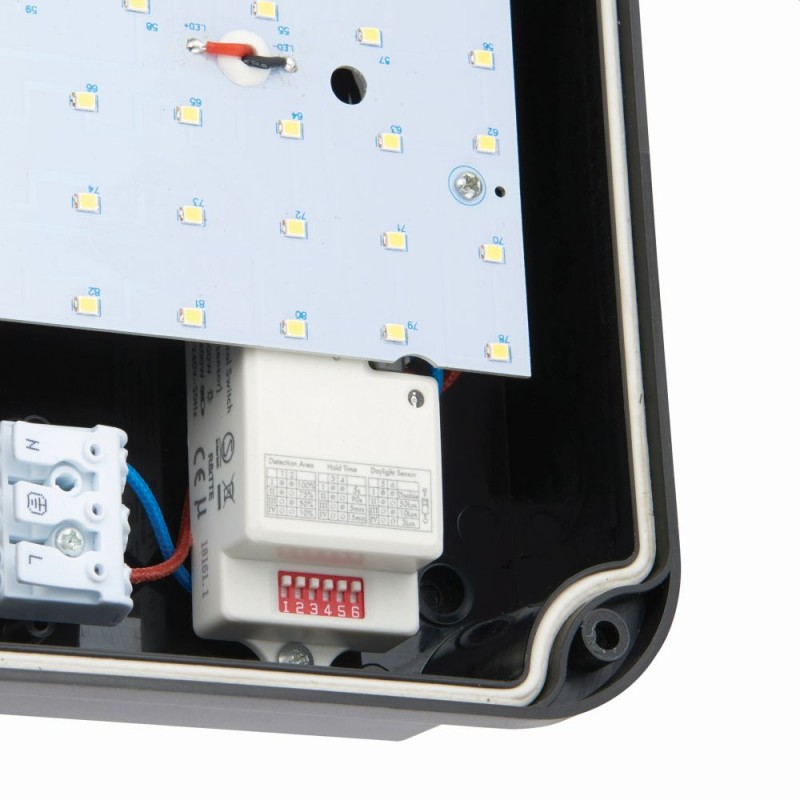 Saxby-77915 - Lucca Mini - Black & White LED Wall Lamp IP65 with Microwave Sensor