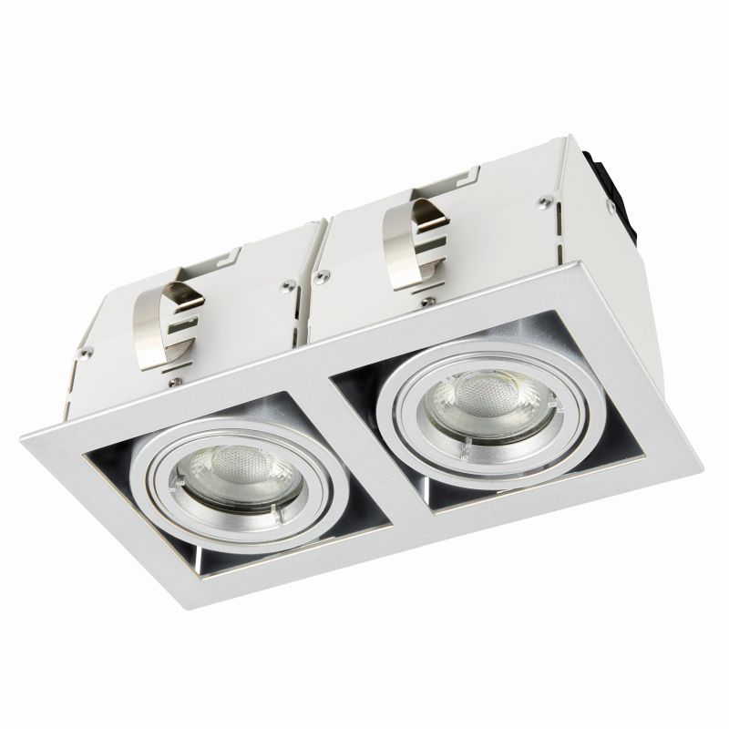 Saxby-78536 - Garrix - Twin Silver Square Recessed Downlight