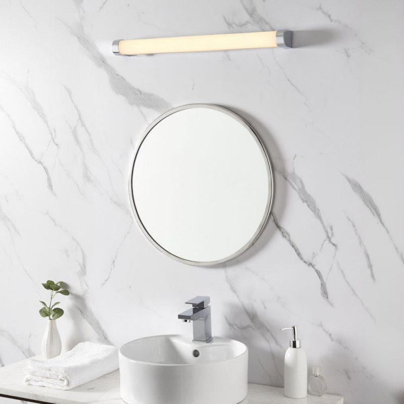 Saxby-91796 - Moda - Chrome LED Wall Lamp with White Diffuser IP44