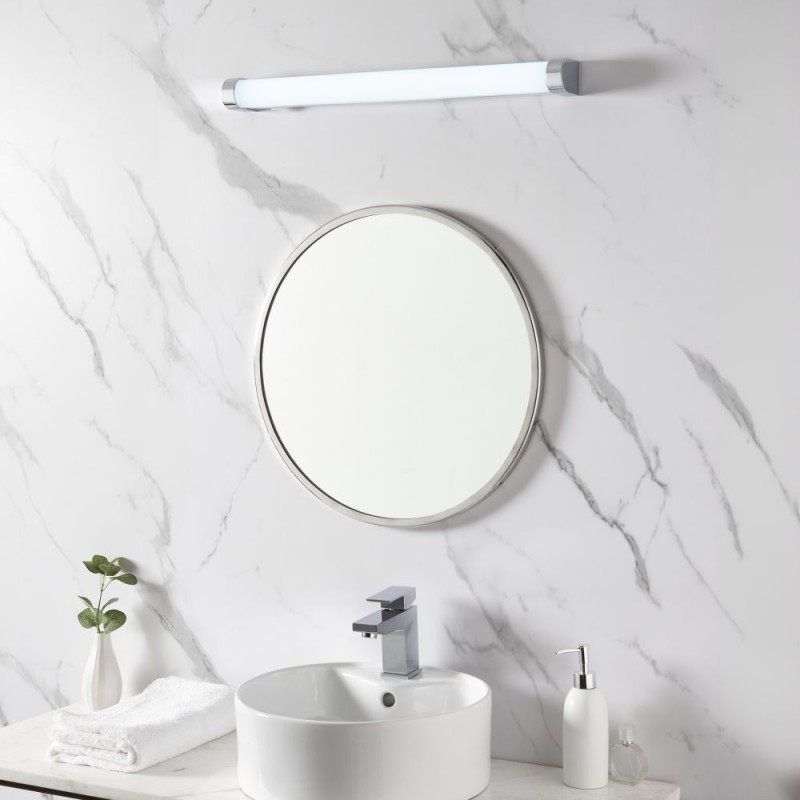 Saxby-91796 - Moda - Chrome LED Wall Lamp with White Diffuser IP44