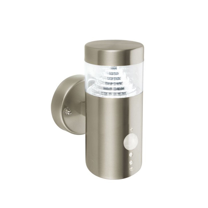 Saxby-92533 - Pyramid - LED Brushed Stainless Steel PIR Wall Lamp