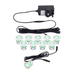 Kios 2 - LED Set of 10 Decking Lights Blue/Green