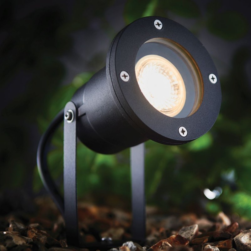 Saxby-POLGU10 - Opaz - Outdoor Black Spike Spots with Clear Glass IP65