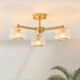 - Stamford - Brushed Aged Brass 3 Light Centre Fitting with Clear Ribbed Glass Endon-120634 - Stamford - Brushed Aged Brass 3 Light Centre Fitting with Clear Ribbed Glass