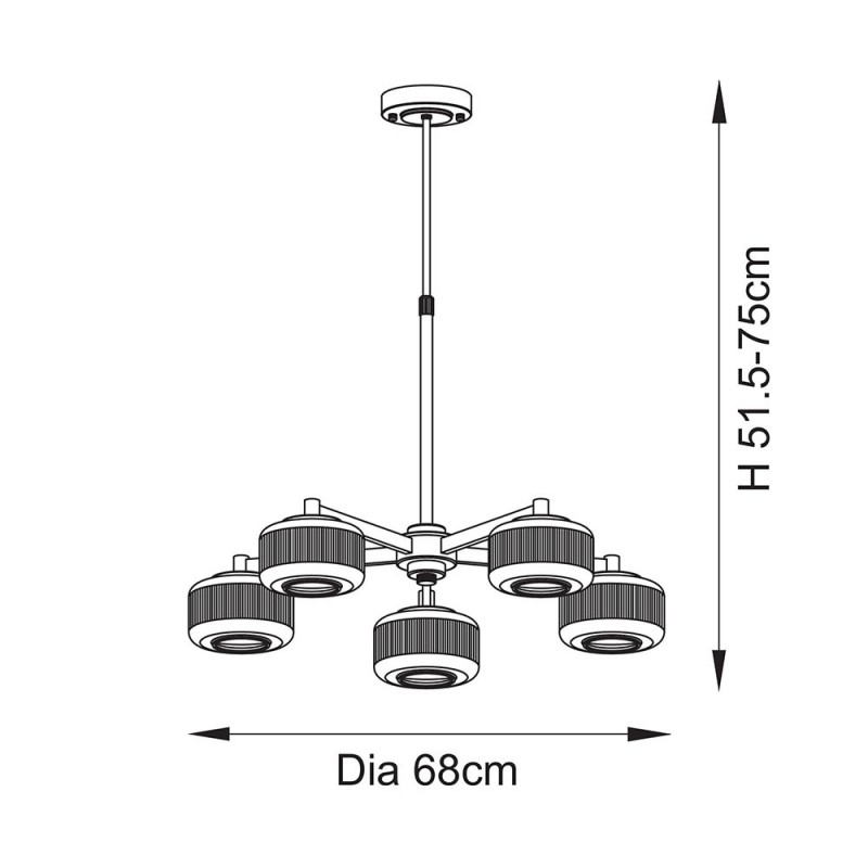 - Stamford - Brushed Aged Brass 5 Light Centre Fitting with Clear Ribbed Glass Endon-120635 - Stamford - Brushed Aged Brass 5 Light Centre Fitting with Clear Ribbed Glass