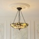 Interiors1900-111869 - Ashton - Satin Black 3 Light Pendant with Tiffany Glass