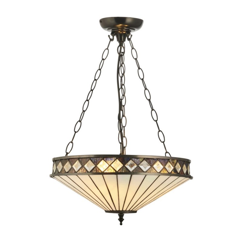 Interiors1900-111870 - Fargo - Satin Black 3 Light Medium Pendant with Tiffany Glass