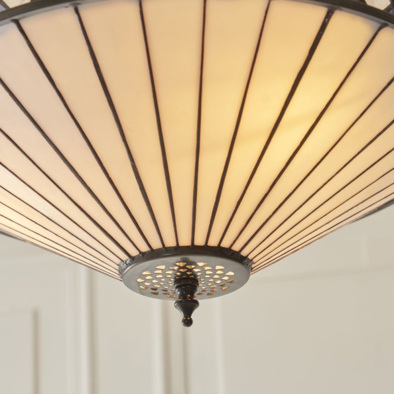 Interiors1900-111870 - Fargo - Satin Black 3 Light Medium Pendant with Tiffany Glass