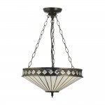 Fargo - Satin Black 3 Light Medium Pendant with Tiffany Glass