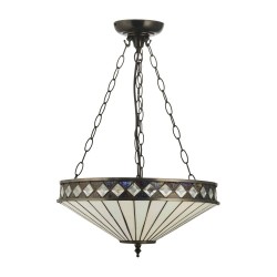 Fargo - Satin Black 3 Light Medium Pendant with Tiffany Glass