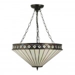 Fargo - Satin Black 3 Light Pendant with Tiffany Glass