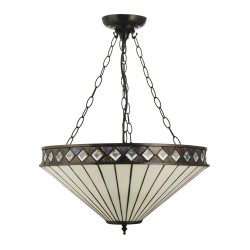 Fargo - Satin Black 3 Light Pendant with Tiffany Glass