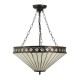 Interiors1900-111871 - Fargo - Satin Black 3 Light Pendant with Tiffany Glass