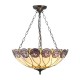 Interiors1900-111872 - Hutchinson - Satin Black 3 Light Pendant with Tiffany Glass