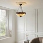 Hutchinson - Satin Black 3 Light Pendant with Tiffany Glass