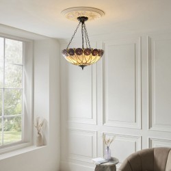 Hutchinson - Satin Black 3 Light Pendant with Tiffany Glass
