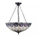 Hutchinson - Satin Black 3 Light Pendant with Tiffany Glass