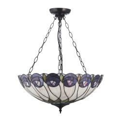 Hutchinson - Satin Black 3 Light Pendant with Tiffany Glass