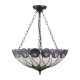Interiors1900-111872 - Hutchinson - Satin Black 3 Light Pendant with Tiffany Glass