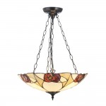 Ingram - Satin Black 3 Light Pendant with Tiffany Glass
