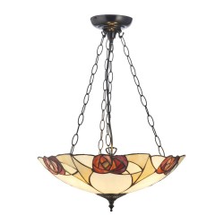 Ingram - Satin Black 3 Light Pendant with Tiffany Glass