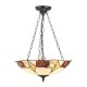 Interiors1900-111879 - Ingram - Satin Black 3 Light Pendant with Tiffany Glass