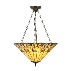 Jamelia - Satin Black 3 Light Pendant with Tiffany Glass